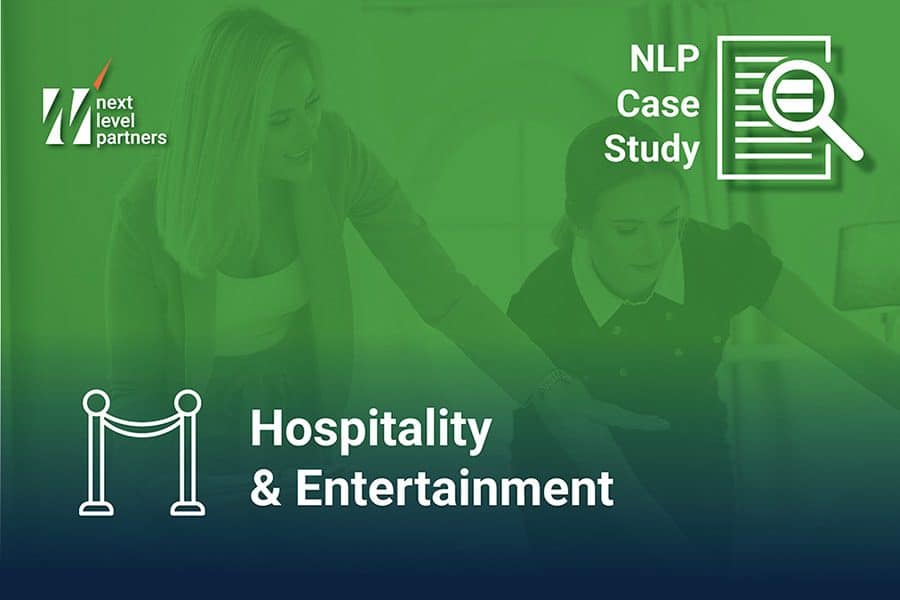 Hospitality and Entertainment cover. A female manager in a suite showing maid making a bed background with green overlay
