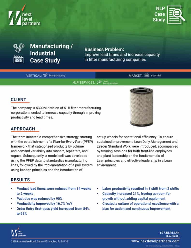 NEXT LEVEL Partners Manufacturing Industrial Case Study
