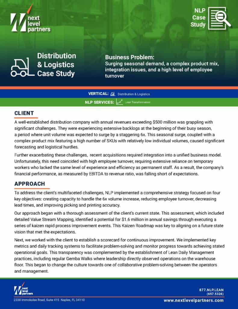 Distribution & Logistics Lean Transformation Case Study